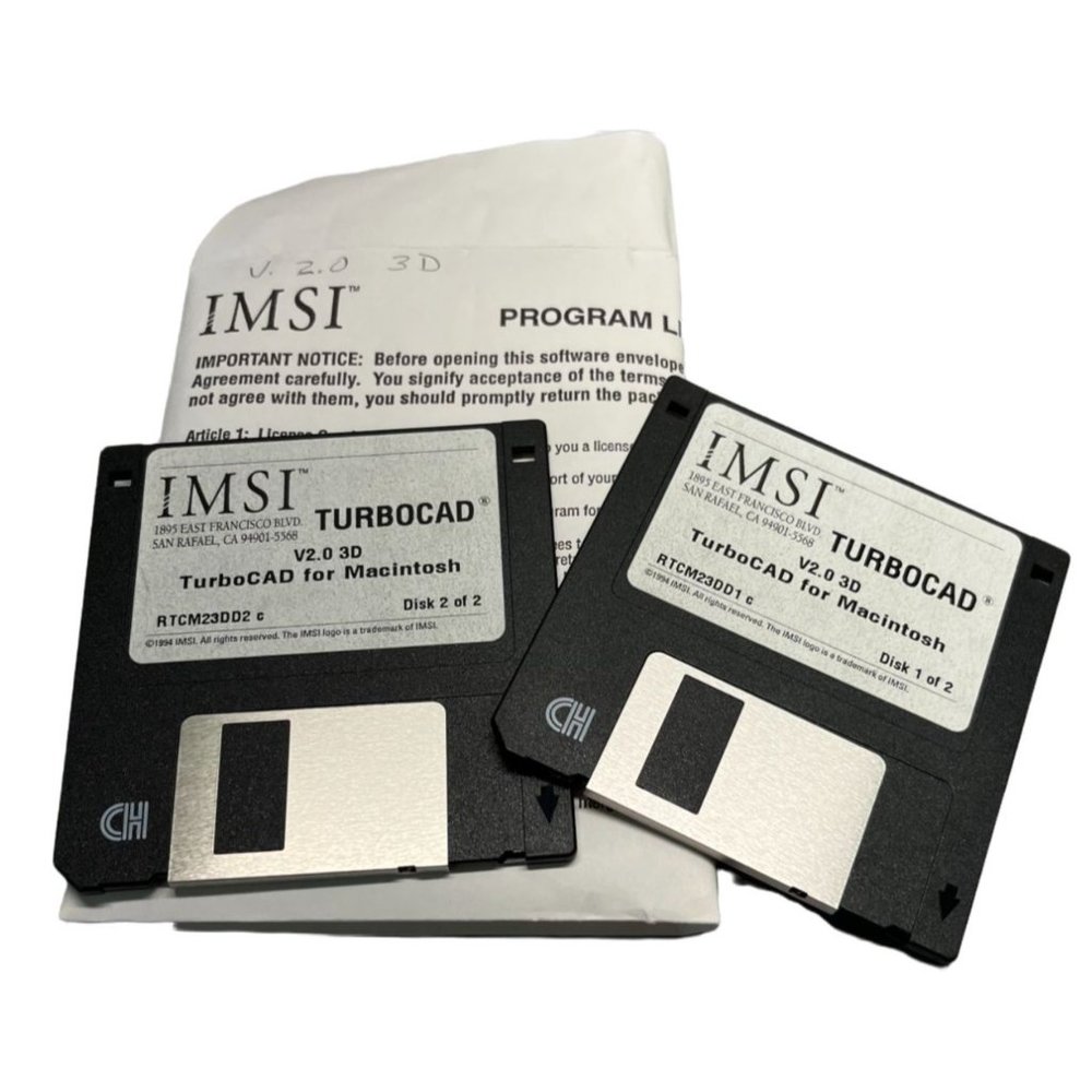 IMSI Turbocad 3D for Macintosh Version 2.0 Software Floppy Disks 3.5 in